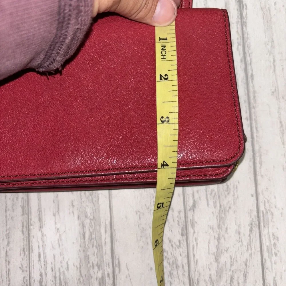 Womens Vintage Fossil Crossbody Red Leather Bag - Picture 8 of 8